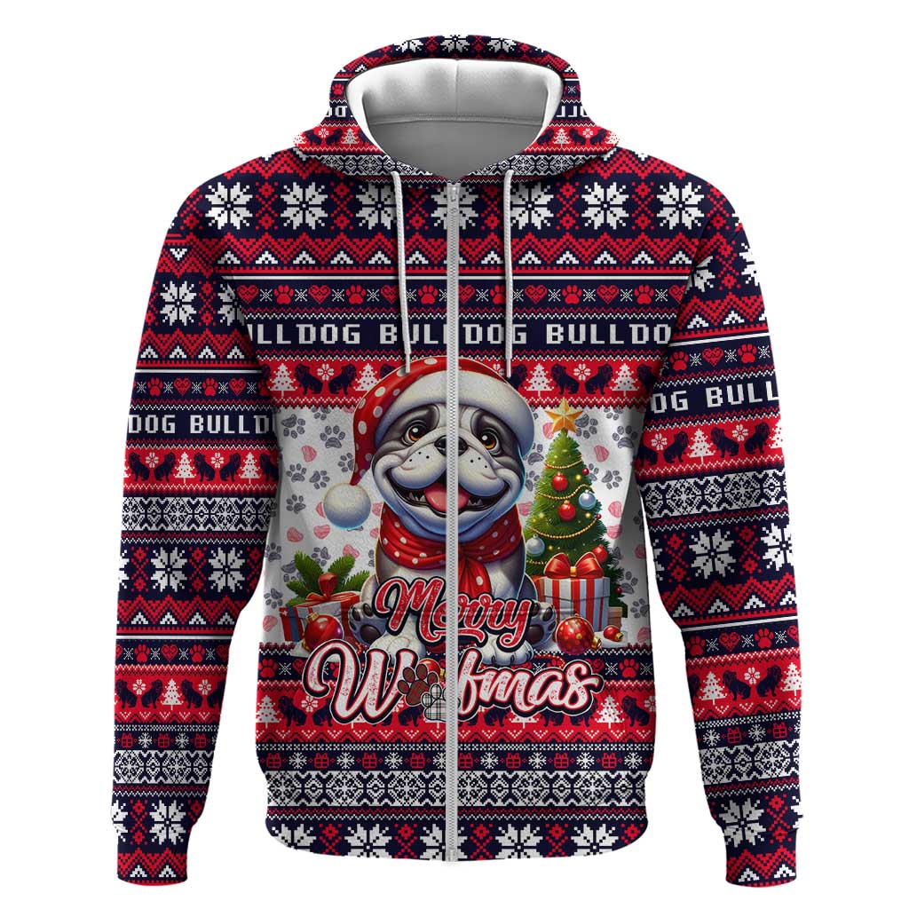 Bulldog Merry Woofmas Hoodie Christmas Dog Art Style DT02