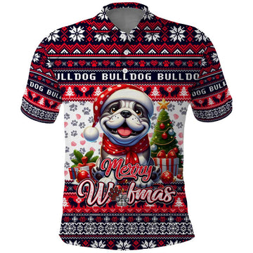 Bulldog Merry Woofmas Polo Shirt Christmas Dog Art Style DT02