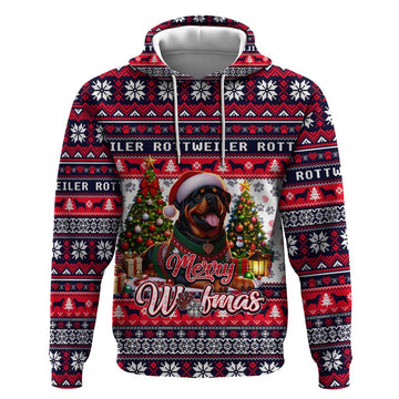 Rottweiler Merry Woofmas Hoodie Christmas Dog Art Style DT02