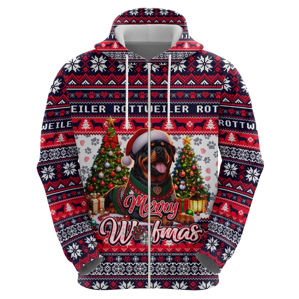 Rottweiler Merry Woofmas Hoodie Christmas Dog Art Style DT02
