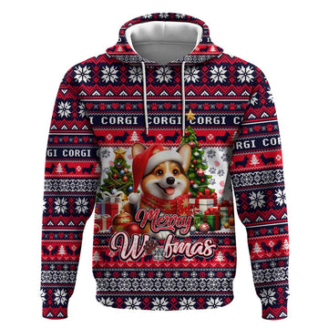 Corgi Merry Woofmas Hoodie Christmas Dog Art Style DT02