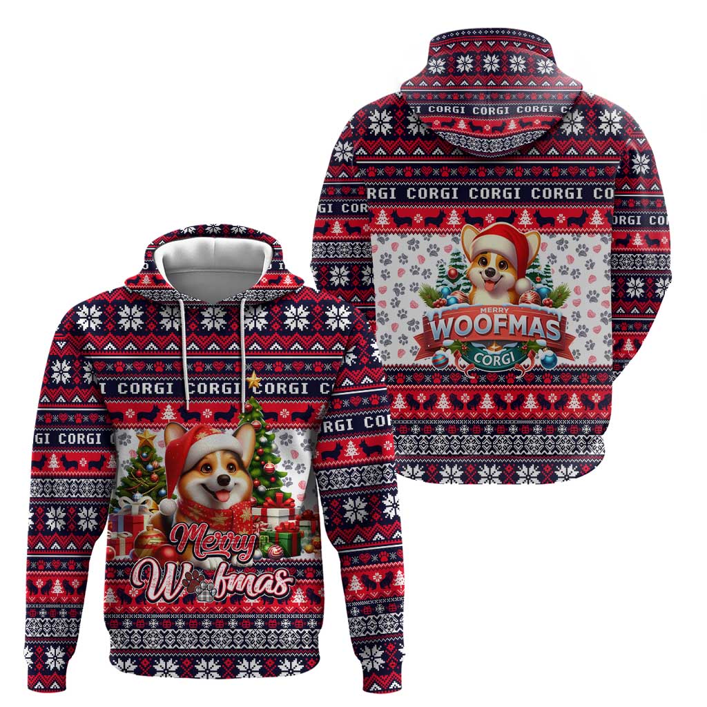 Corgi Merry Woofmas Hoodie Christmas Dog Art Style DT02