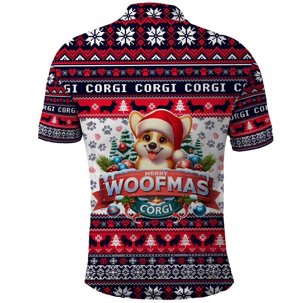 Corgi Merry Woofmas Polo Shirt Christmas Dog Art Style DT02