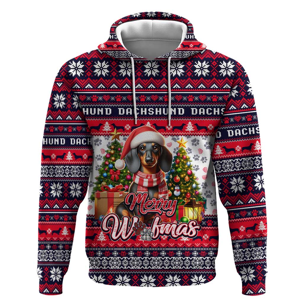 Dachshund Merry Woofmas Hoodie Christmas Dog Art Style DT02