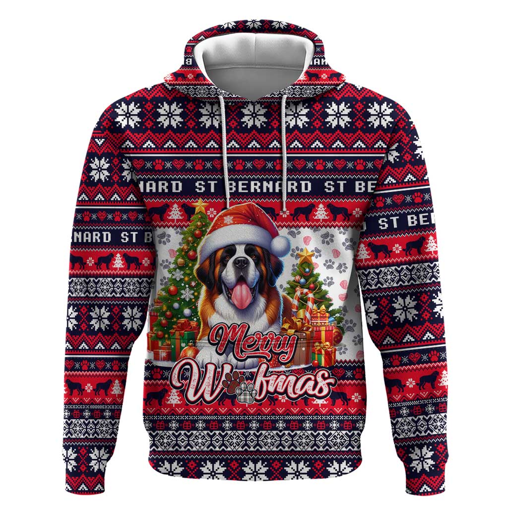 Saint Bernard Merry Woofmas Hoodie Christmas Dog Art Style DT02