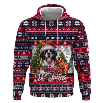 Saint Bernard Merry Woofmas Hoodie Christmas Dog Art Style DT02