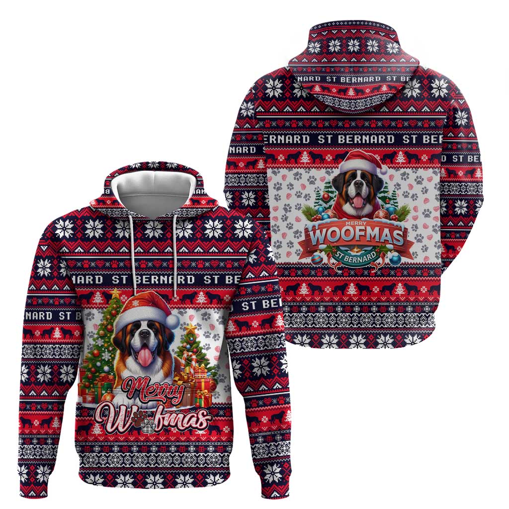 Saint Bernard Merry Woofmas Hoodie Christmas Dog Art Style DT02