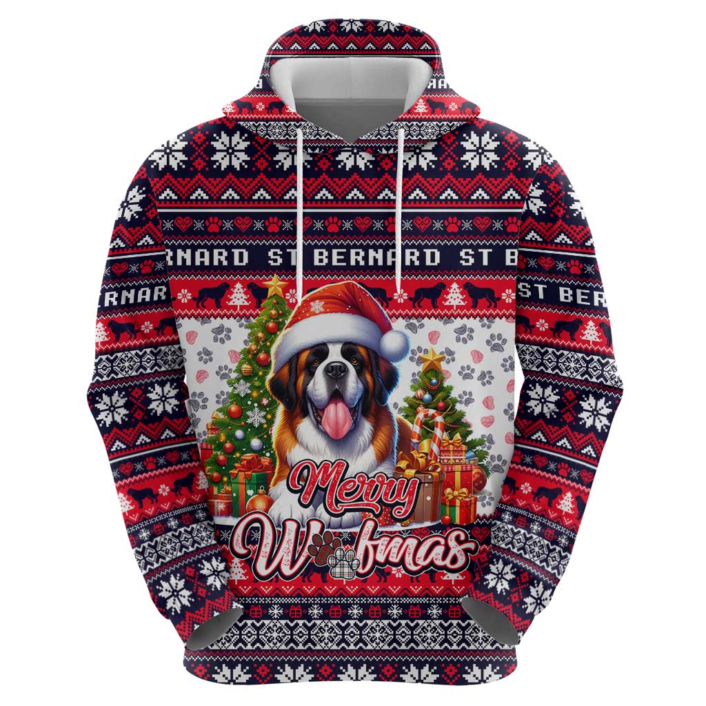 Saint Bernard Merry Woofmas Hoodie Christmas Dog Art Style DT02