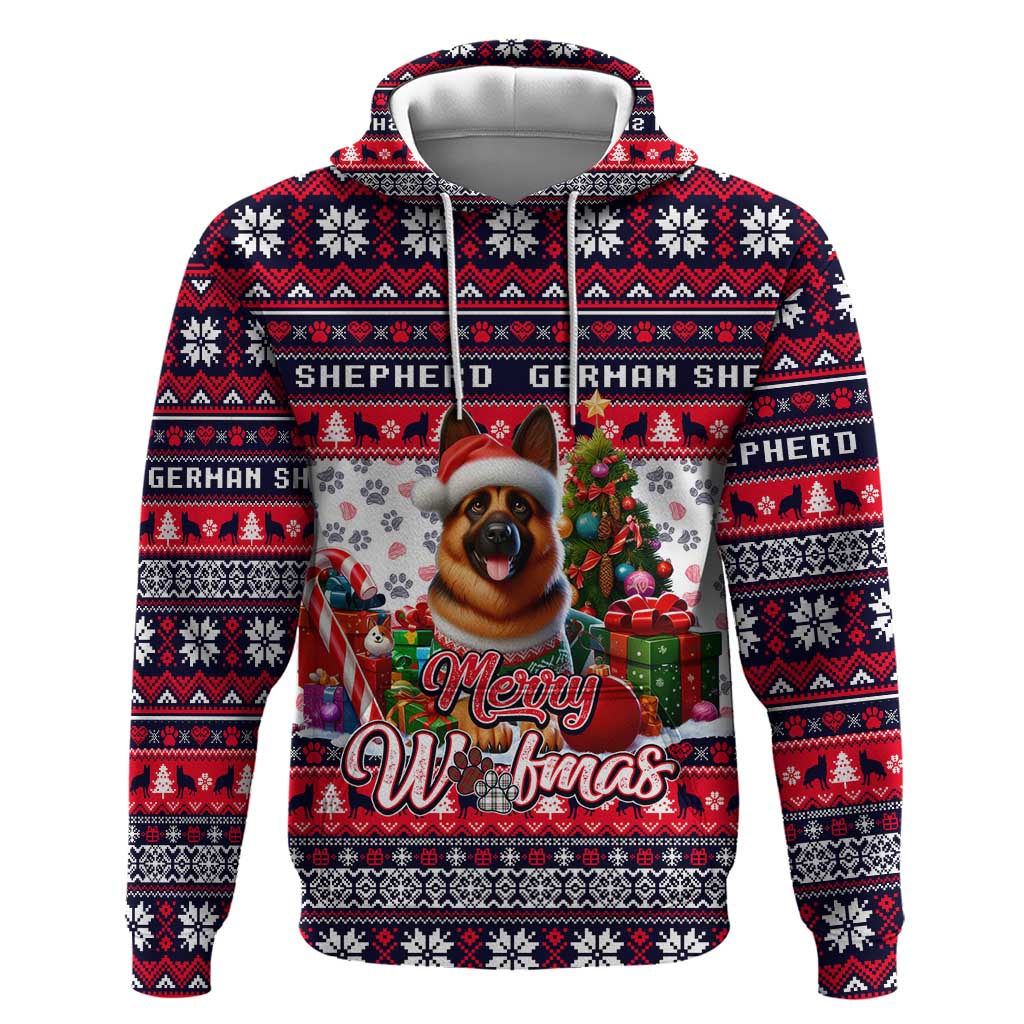 German Shepherd Merry Woofmas Hoodie Christmas Dog Art Style DT02
