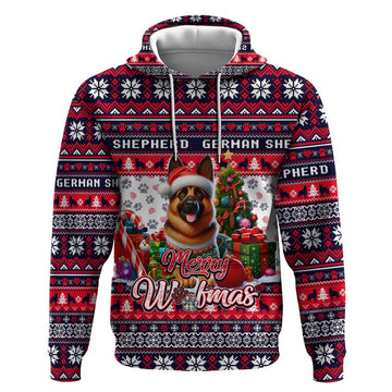 German Shepherd Merry Woofmas Hoodie Christmas Dog Art Style DT02