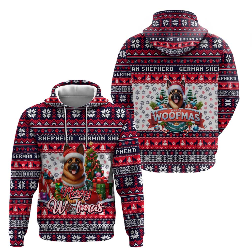 German Shepherd Merry Woofmas Hoodie Christmas Dog Art Style DT02