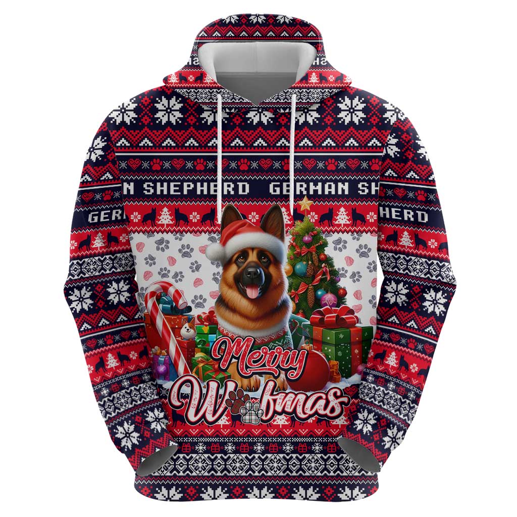 German Shepherd Merry Woofmas Hoodie Christmas Dog Art Style DT02