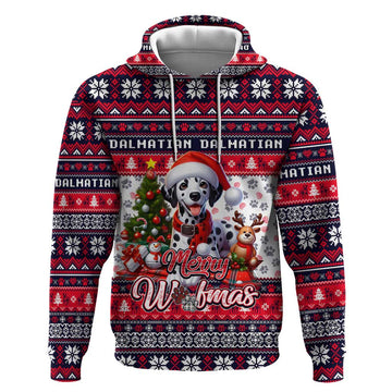 Dalmatian Merry Woofmas Hoodie Christmas Dog Art Style DT02