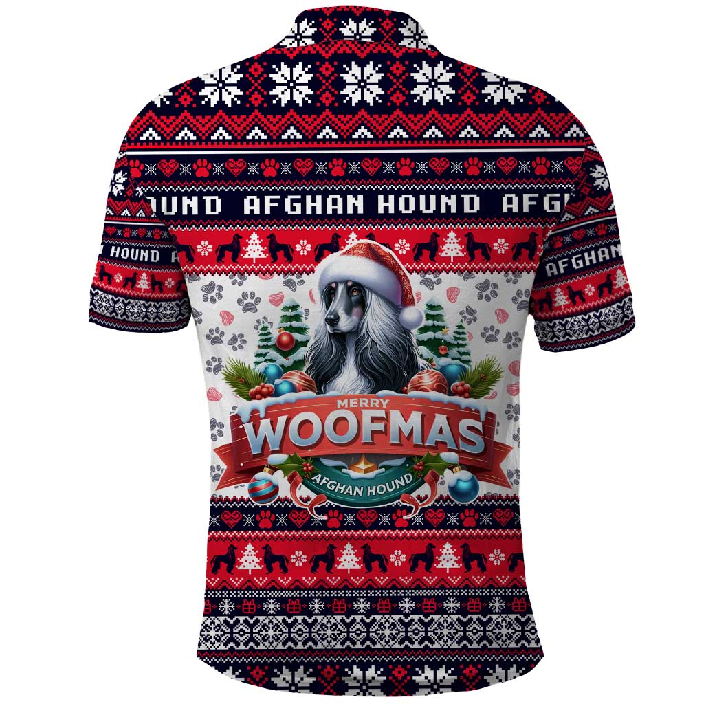 Afghan Hound Merry Woofmas Polo Shirt Christmas Dog Art Style DT02