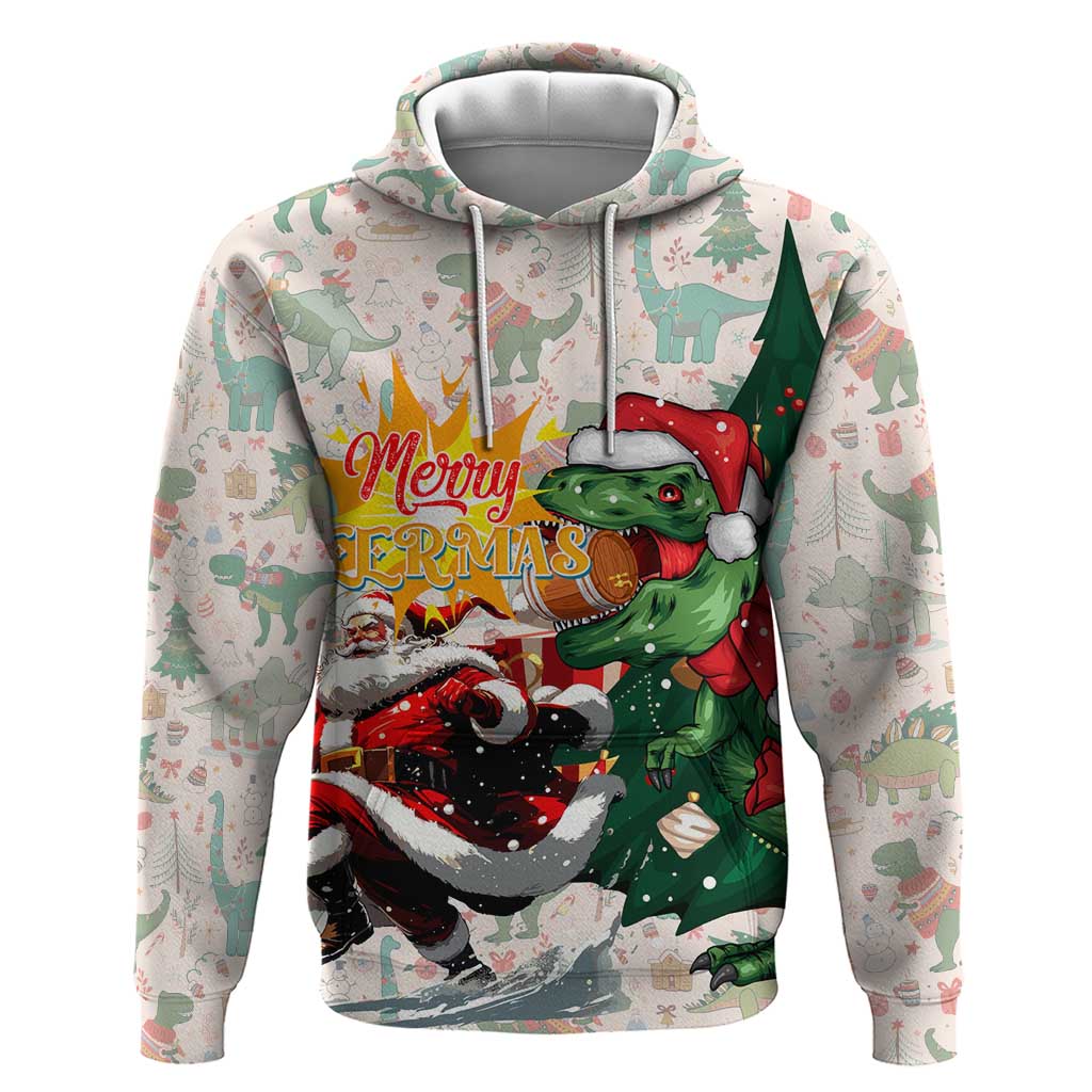 Cheer Santa Claus T-Rex Hoodie Merry Beermas Christmas DT02