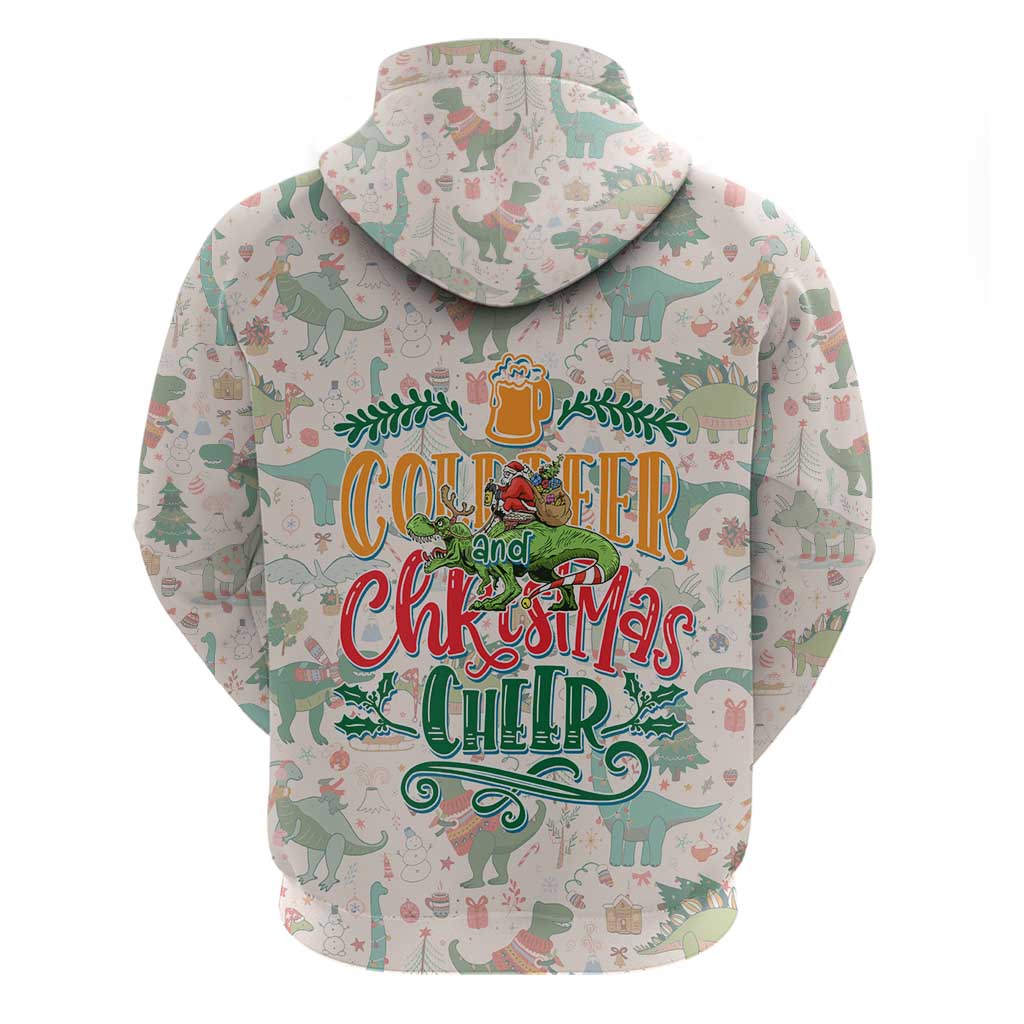Cheer Santa Claus T-Rex Hoodie Merry Beermas Christmas DT02