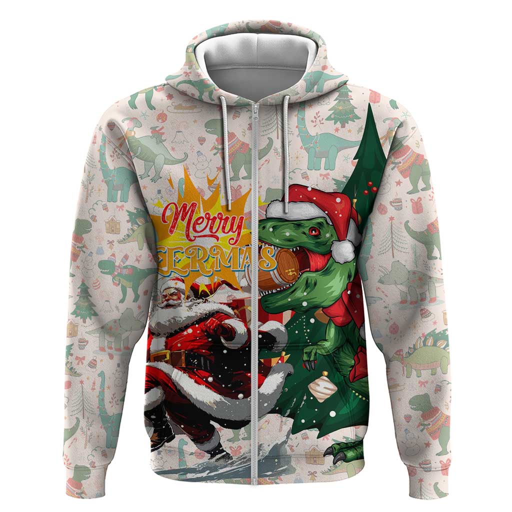 Cheer Santa Claus T-Rex Hoodie Merry Beermas Christmas DT02