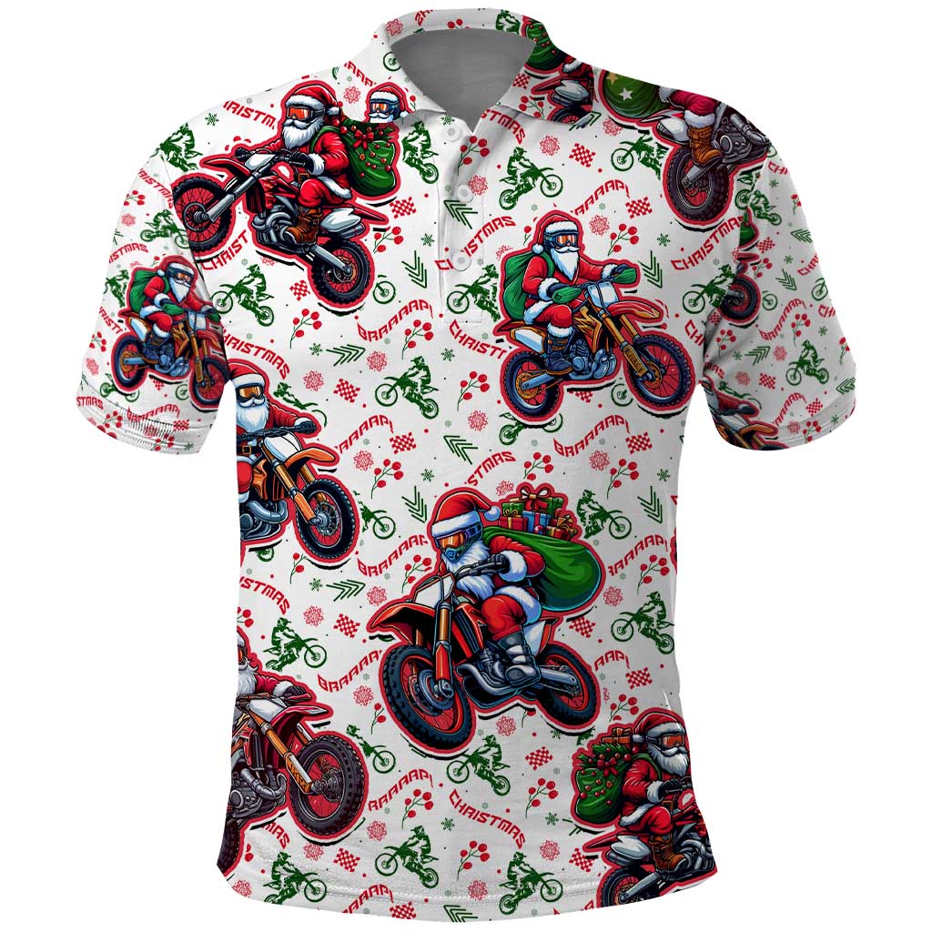 BRAAAP! Motorbike Santa Christmas Polo Shirt DT02
