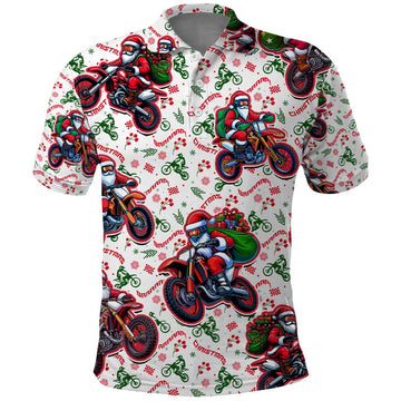 BRAAAP! Motorbike Santa Christmas Polo Shirt DT02