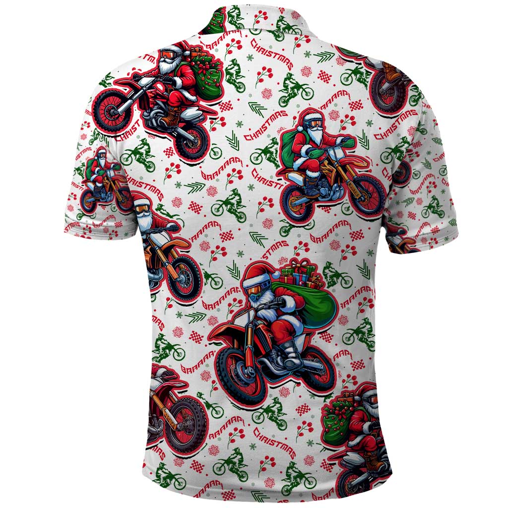 BRAAAP! Motorbike Santa Christmas Polo Shirt DT02