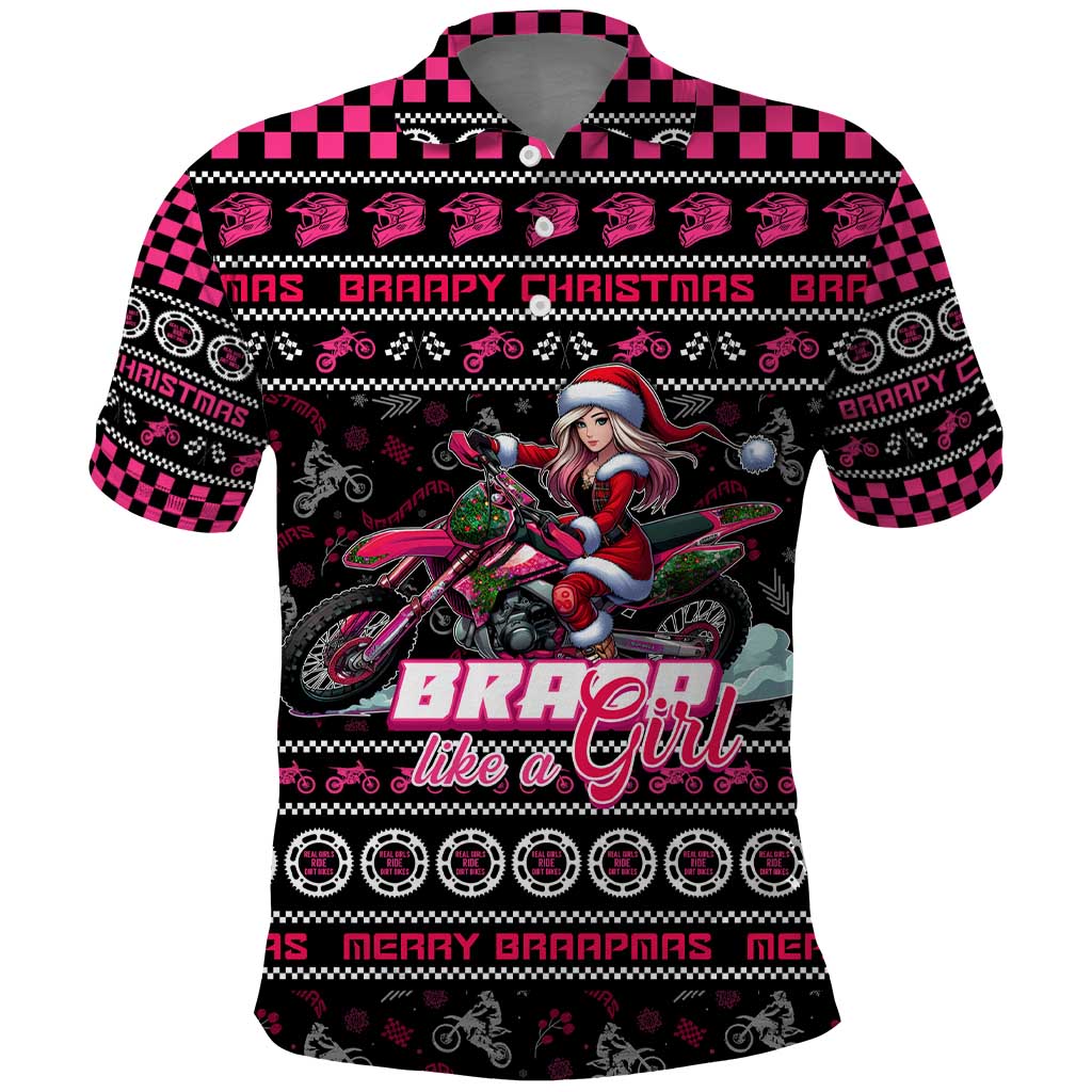 Braap Live A Girl Polo Shirt Christmas Merry Braapmas DT02