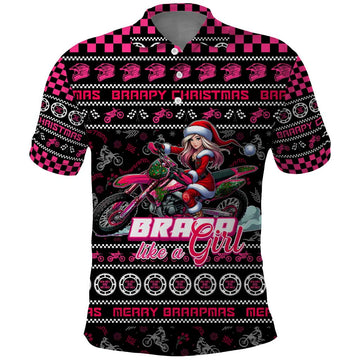 Braap Live A Girl Polo Shirt Christmas Merry Braapmas DT02