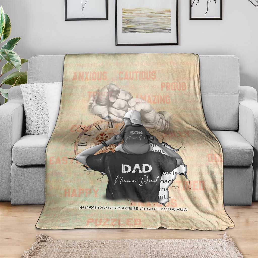 Gift for Dad - Personalized African Father and Son Blanket DT02