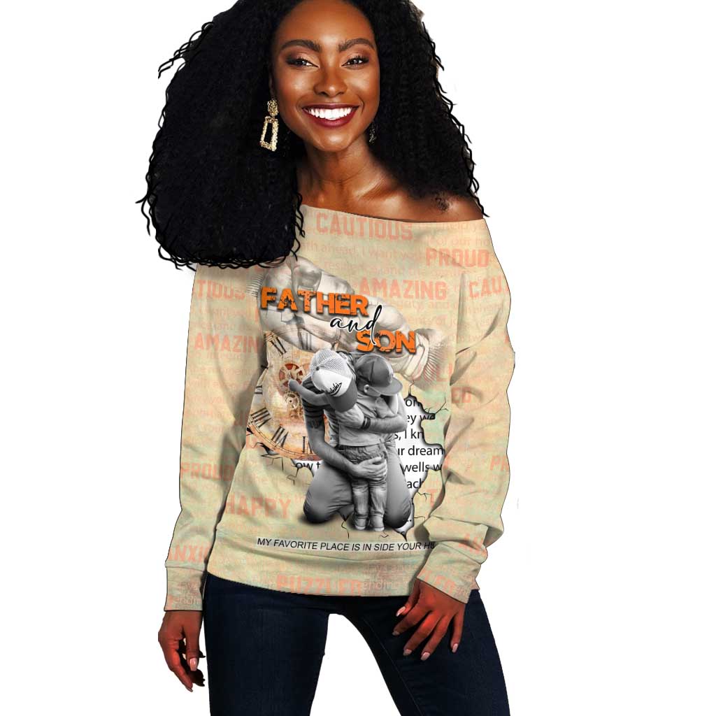 Gift for Dad - Personalized African Father and Son Off Shoulder Sweater DT02