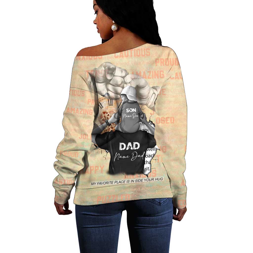 Gift for Dad - Personalized African Father and Son Off Shoulder Sweater DT02
