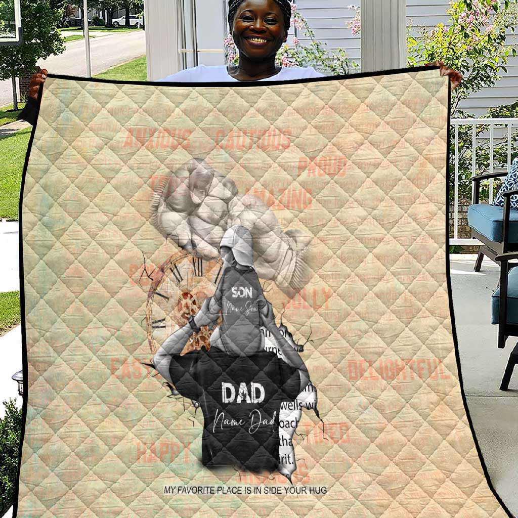Gift for Dad - Personalized African Father and Son Quilt DT02
