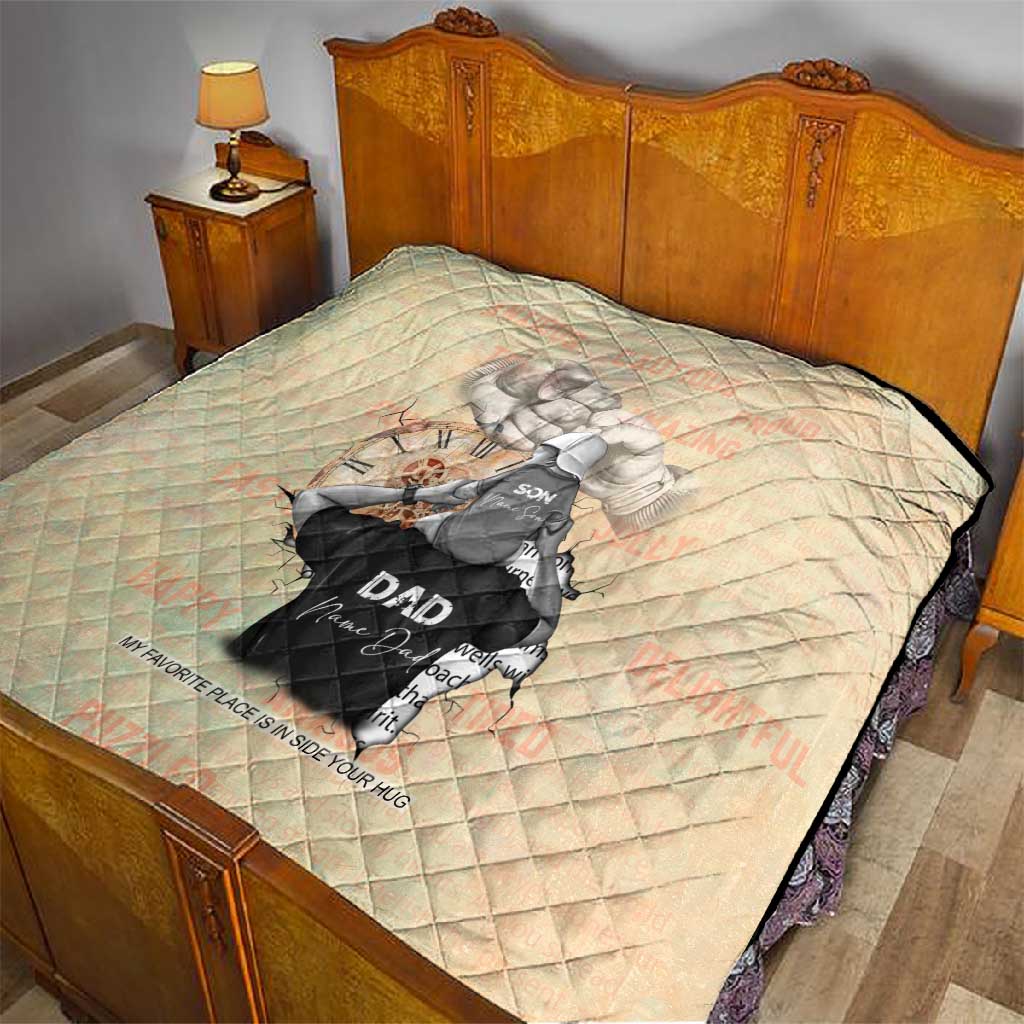 Gift for Dad - Personalized African Father and Son Quilt DT02
