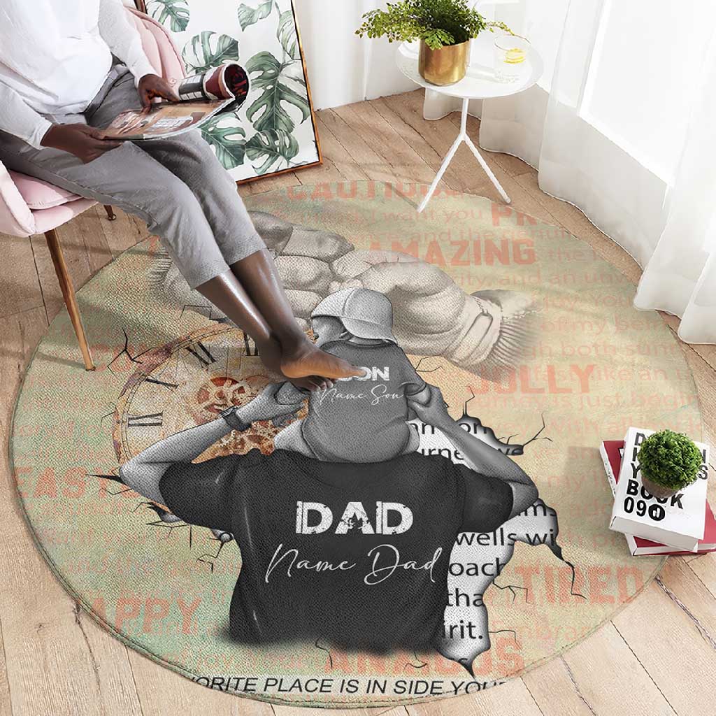 Gift for Dad - Personalized African Father and Son Round Carpet DT02