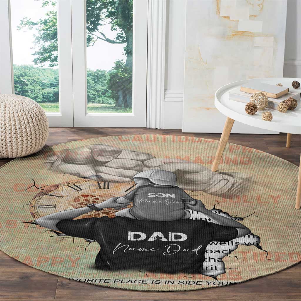 Gift for Dad - Personalized African Father and Son Round Carpet DT02