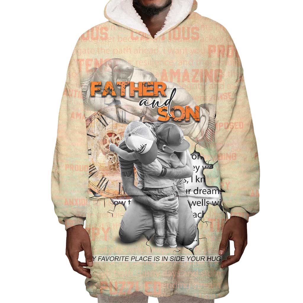 Gift for Dad - Personalized African Father and Son Wearable Blanket Hoodie DT02