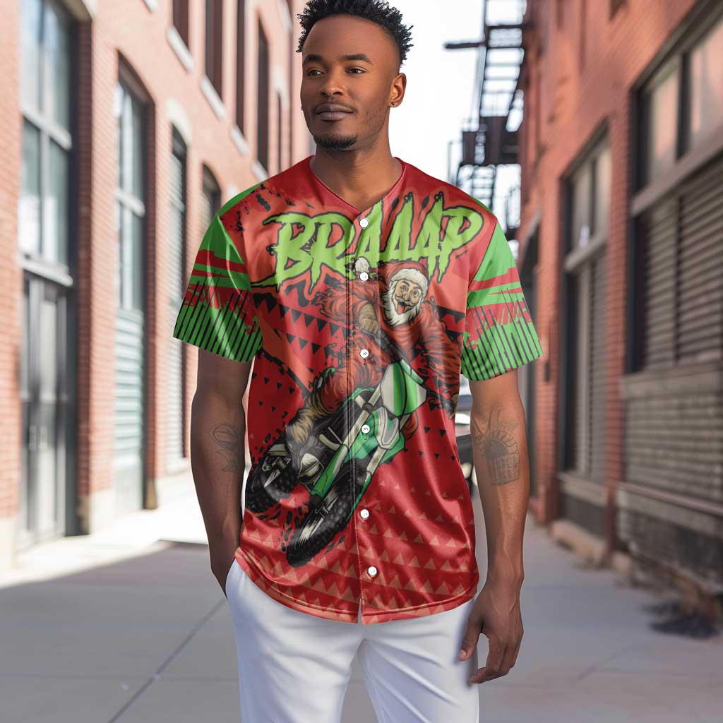 Afro Santa Braaap Baseball Jersey Motorcross Christmas DT03
