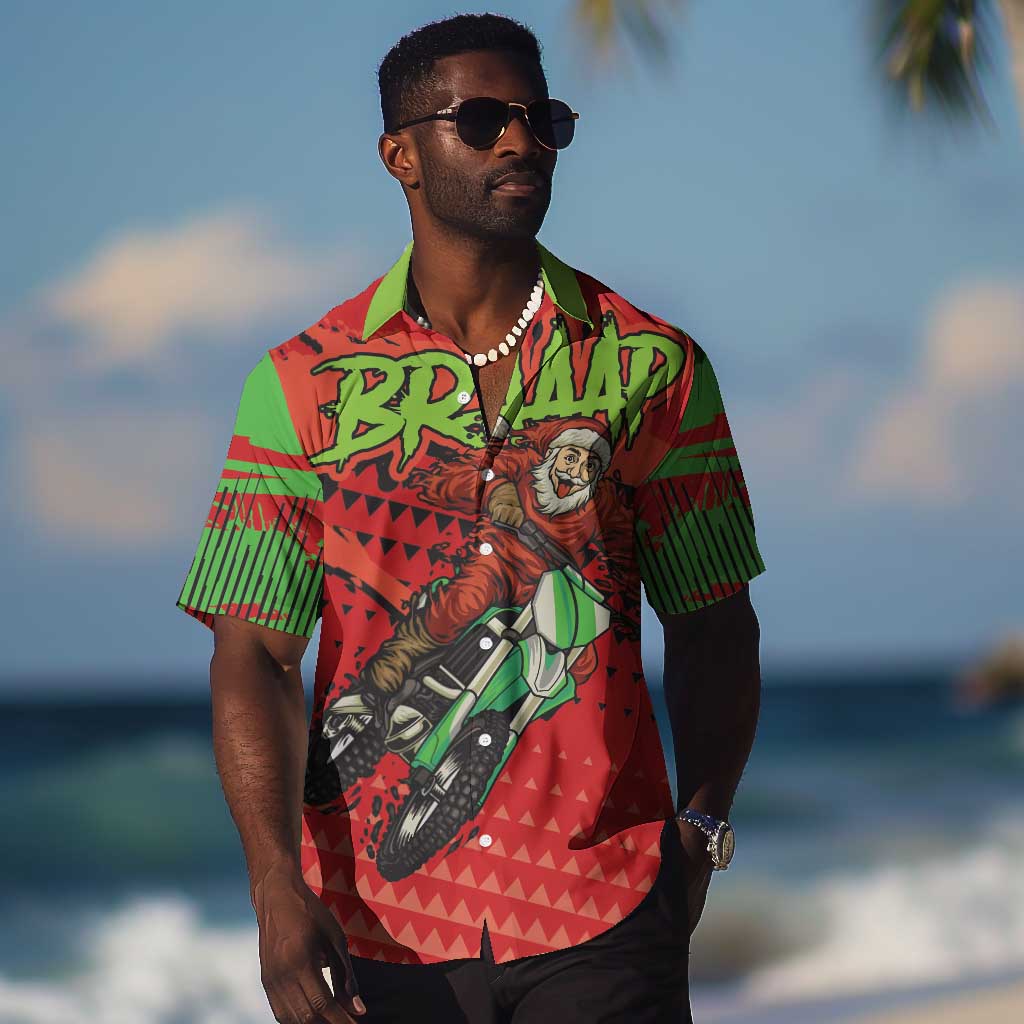 Afro Santa Braaap Hawaiian Shirt Motorcross Christmas DT03