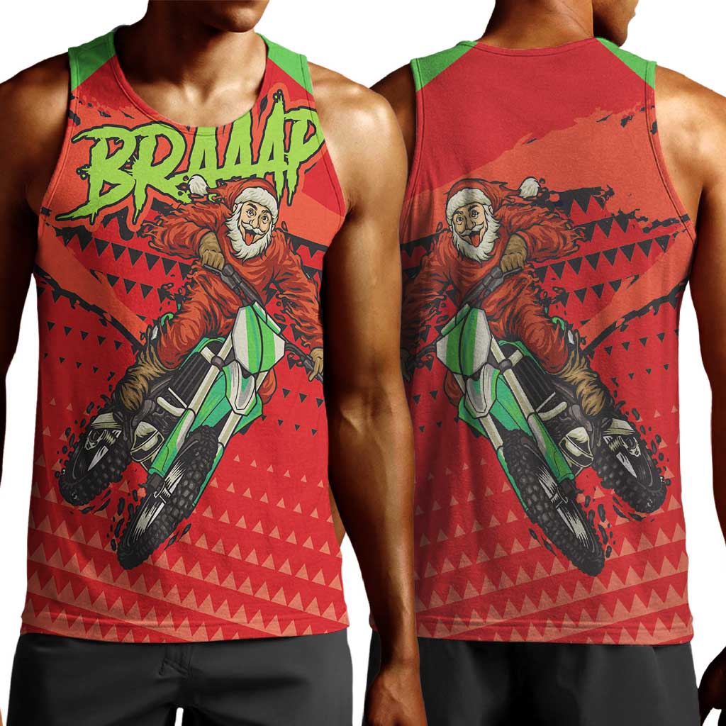 Afro Santa Braaap Men Tank Top Motorcross Christmas DT03