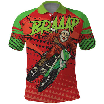 Braaap Polo Shirt Motorcross Santa Christmas DT03