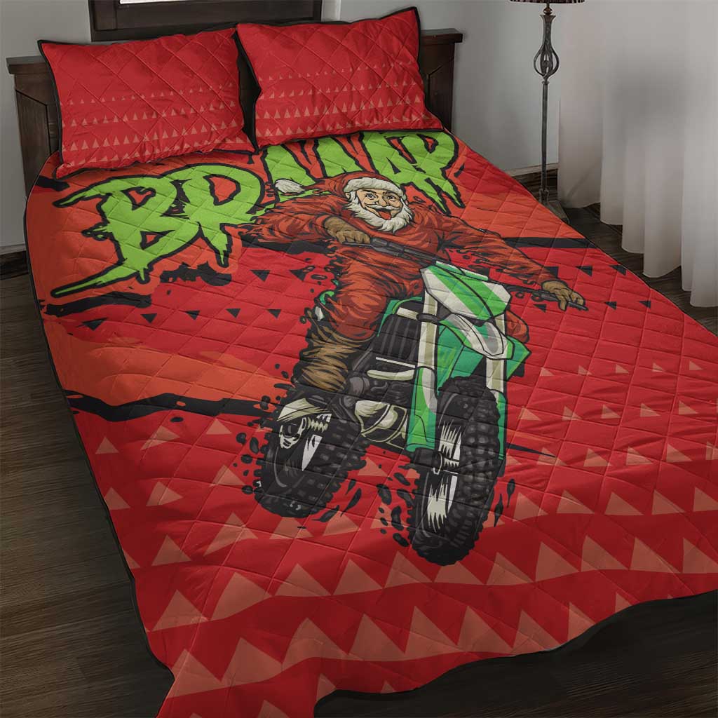 Afro Santa Braaap Quilt Bed Set Motorcross Christmas DT03