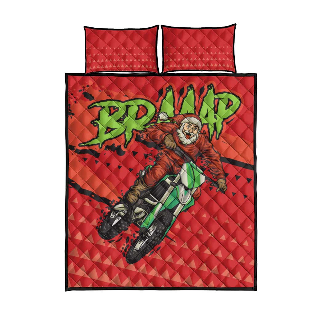 Afro Santa Braaap Quilt Bed Set Motorcross Christmas DT03