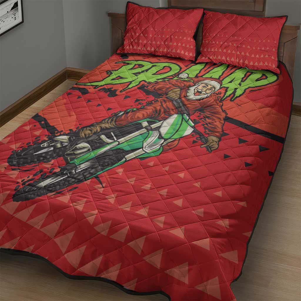 Afro Santa Braaap Quilt Bed Set Motorcross Christmas DT03