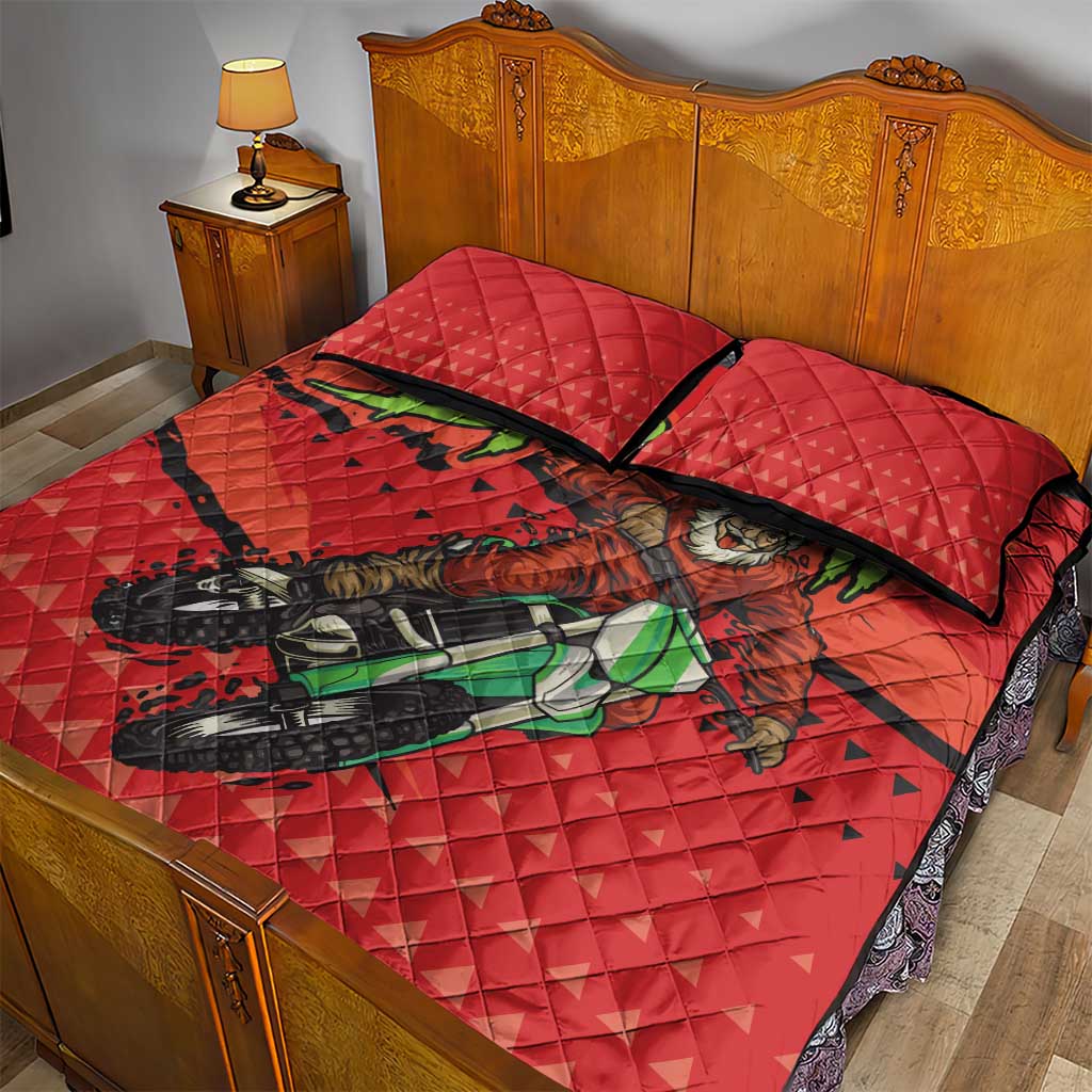 Afro Santa Braaap Quilt Bed Set Motorcross Christmas DT03