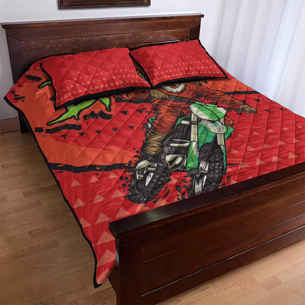 Afro Santa Braaap Quilt Bed Set Motorcross Christmas DT03
