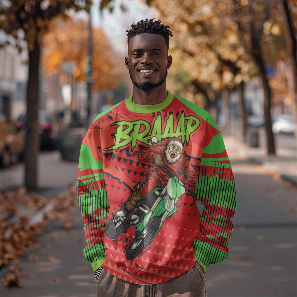 Afro Santa Braaap Sweatshirt Motorcross Christmas DT03