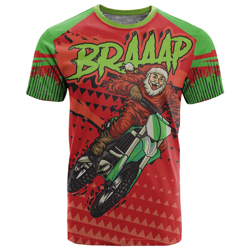 Afro Santa Braaap T shirt Motorcross Christmas DT03