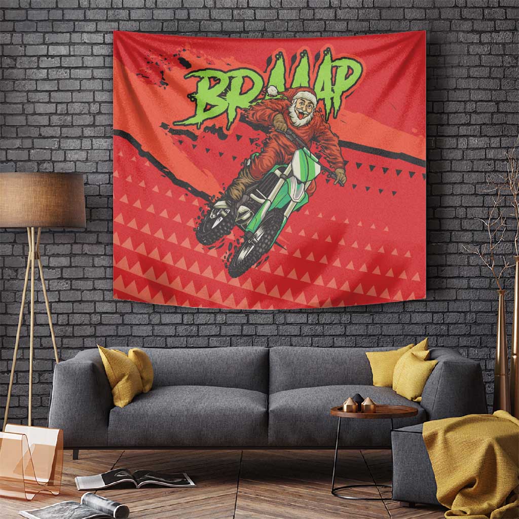 Afro Santa Braaap Tapestry Motorcross Christmas DT03