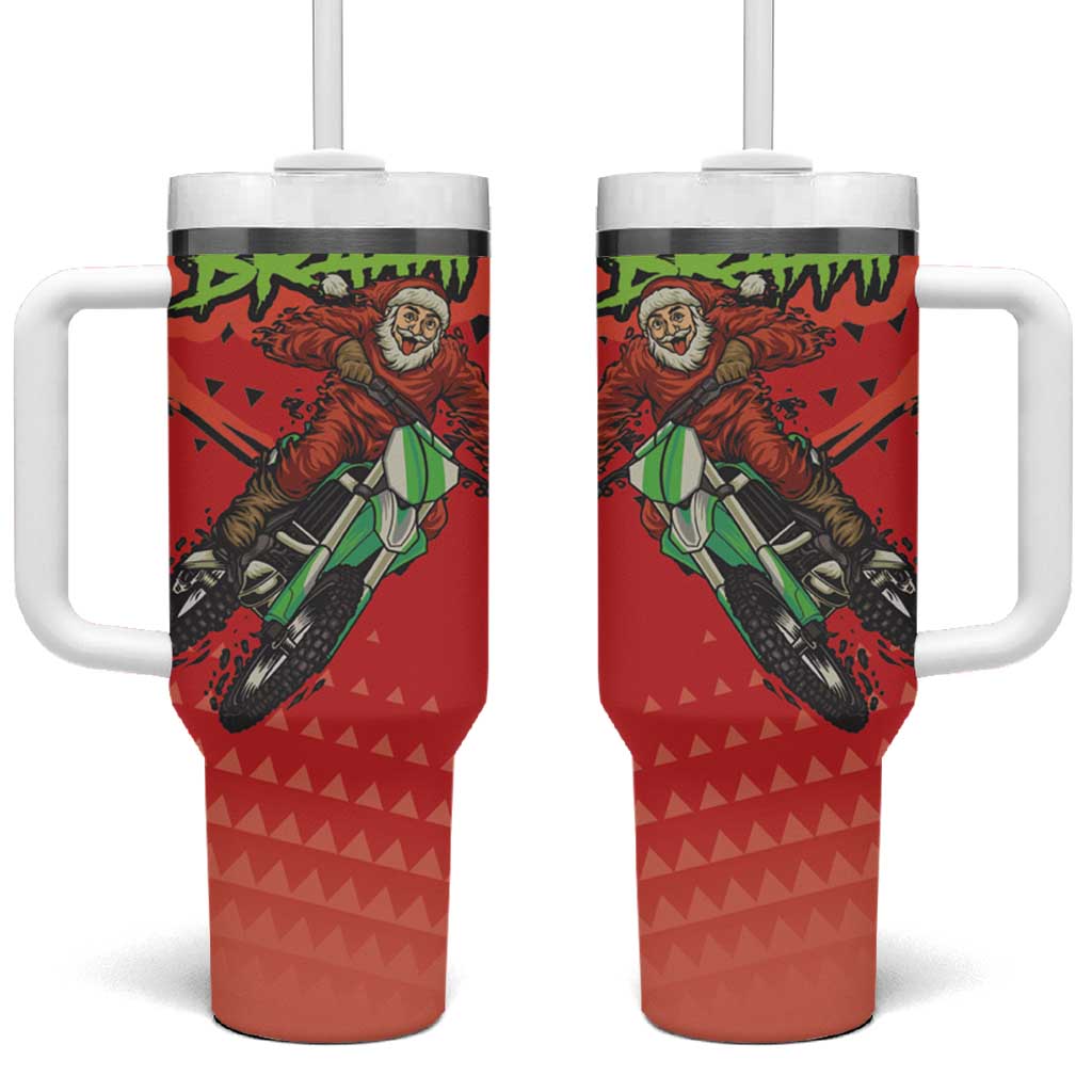 Afro Santa Braaap Tumbler With Handle Motorcross Christmas DT03