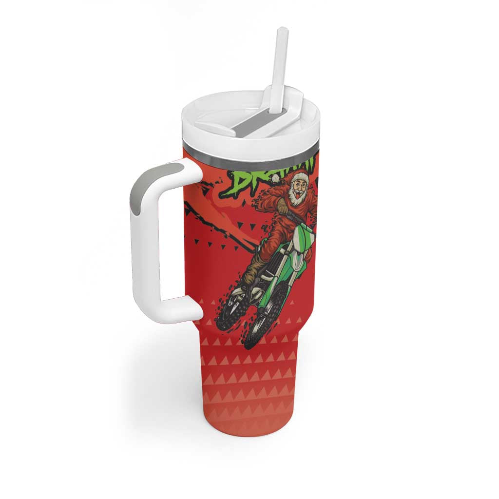 Afro Santa Braaap Tumbler With Handle Motorcross Christmas DT03