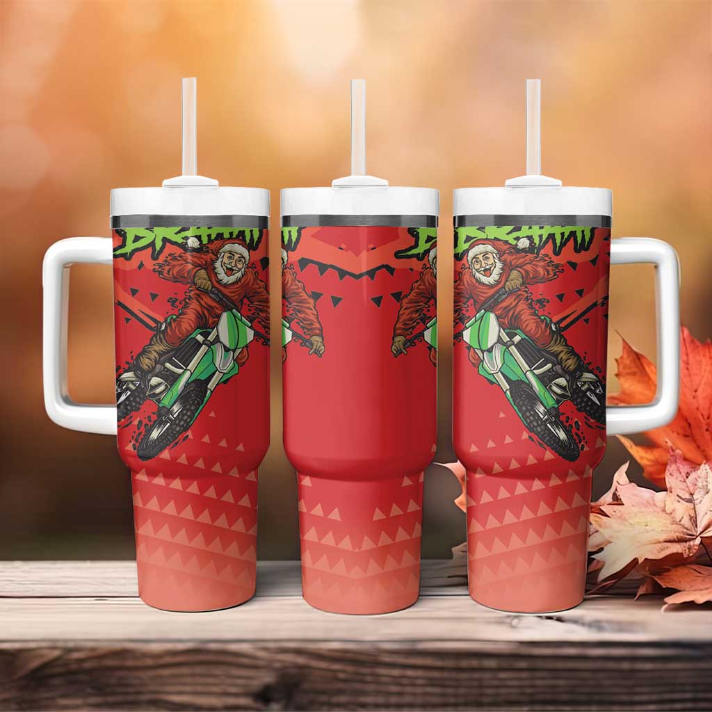 Afro Santa Braaap Tumbler With Handle Motorcross Christmas DT03