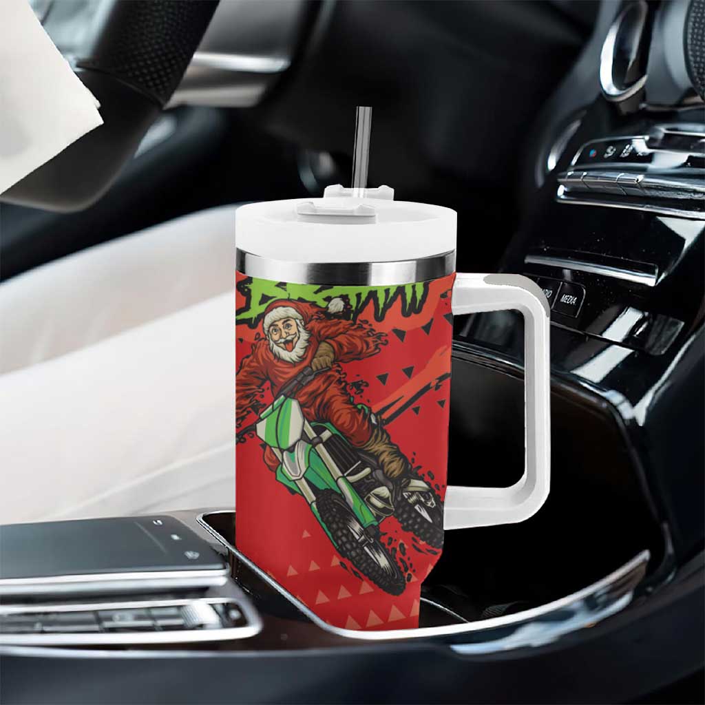 Afro Santa Braaap Tumbler With Handle Motorcross Christmas DT03
